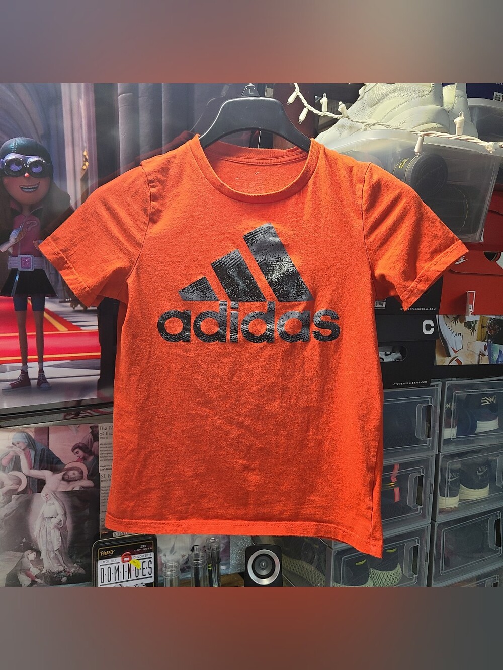 adidas Kids' Orange Logo Short Sleeve Tee